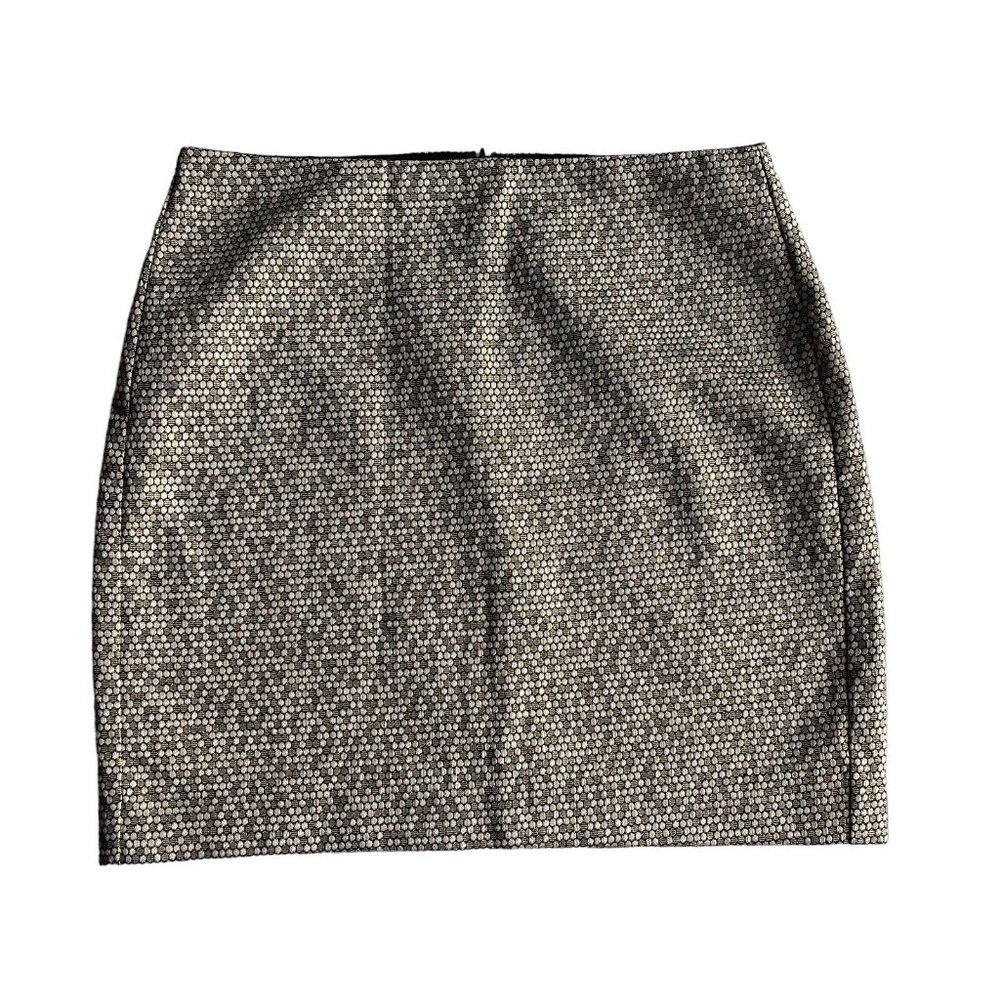 Banana Republic Geometric Jacquard Mini‎ Skirt Womens Size 2 Gold Metallic Lined